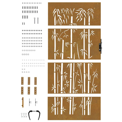 Gartentor 85x200 cm Cortenstahl Bambus-Design