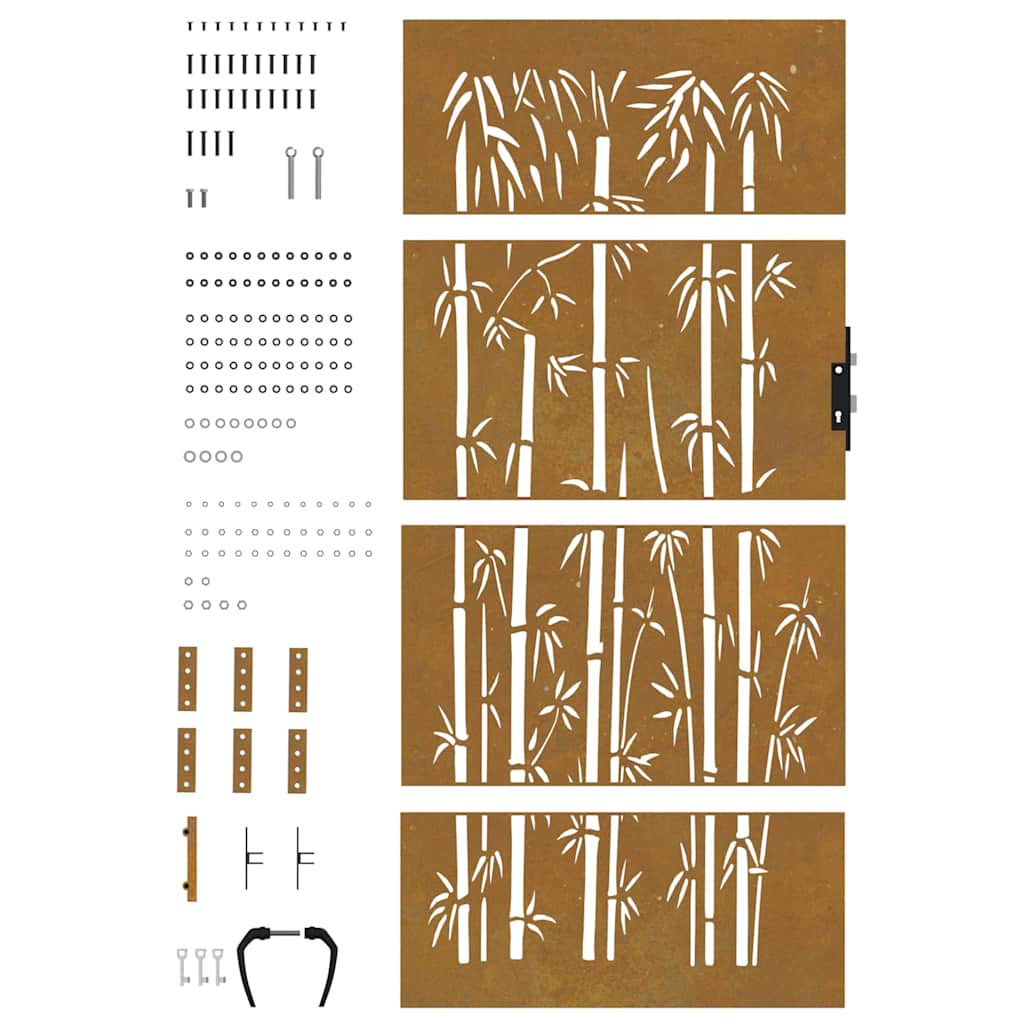 Gartentor 85x200 cm Cortenstahl Bambus-Design
