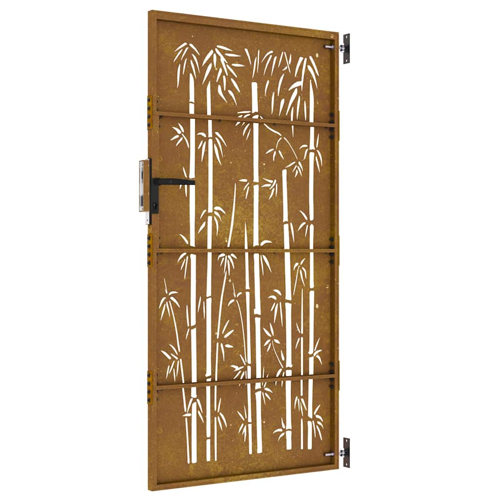 Gartentor 85x200 cm Cortenstahl Bambus-Design