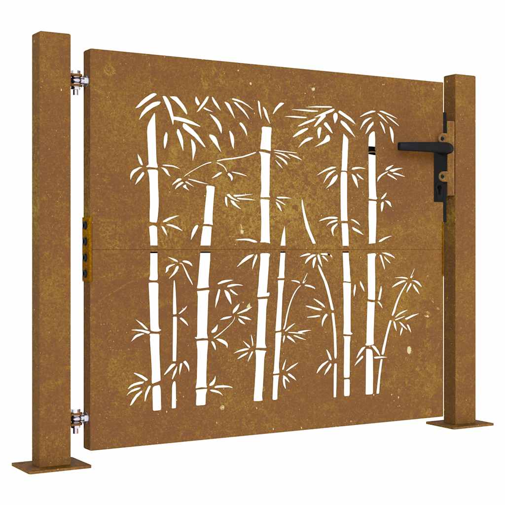 Gartentor 100x75 cm Cortenstahl Bambus-Design