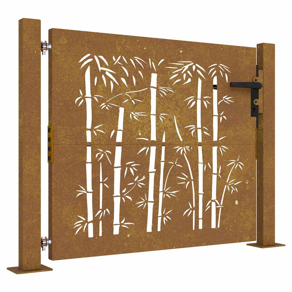 Gartentor 100x100 cm Cortenstahl Bambus-Design