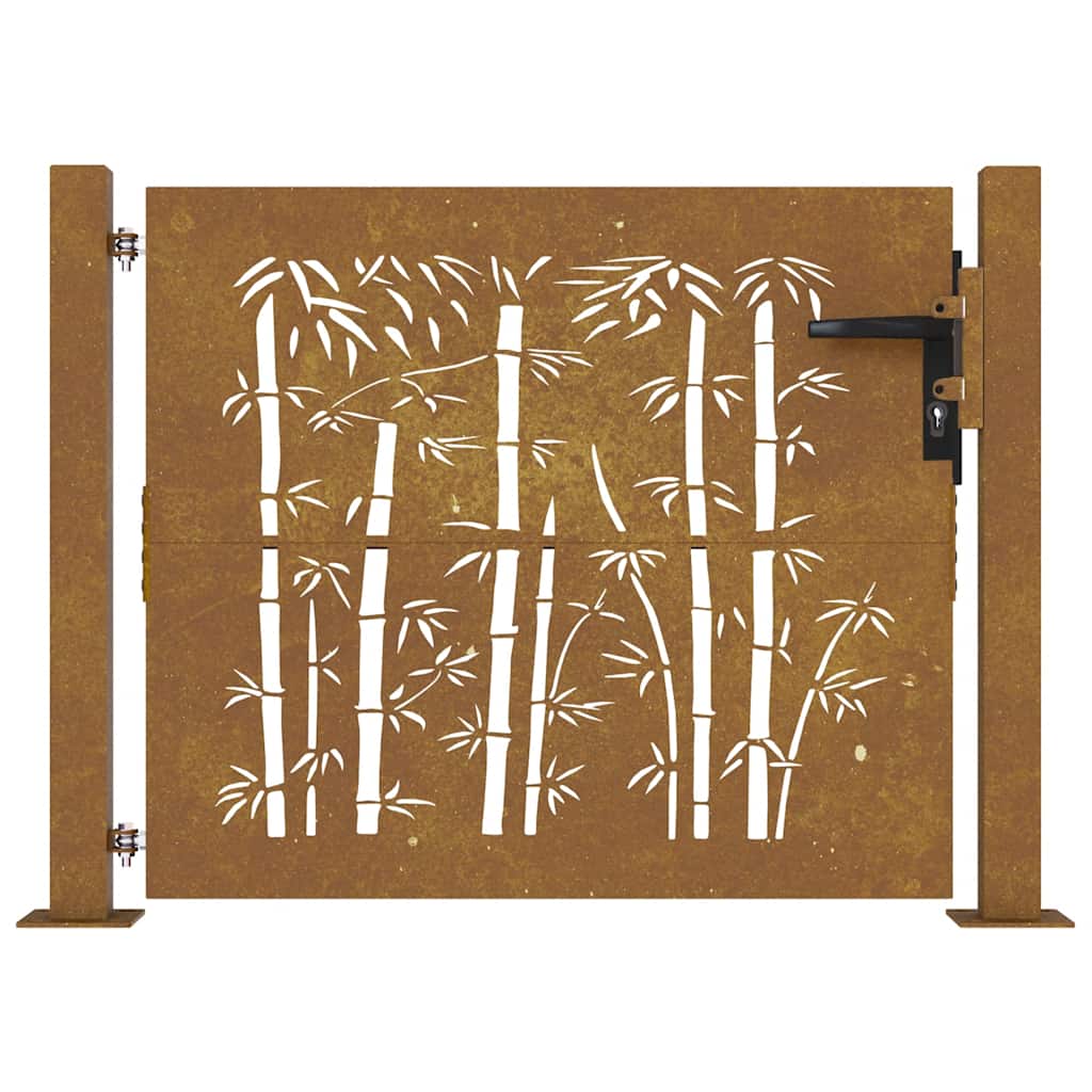 Gartentor 100x100 cm Cortenstahl Bambus-Design