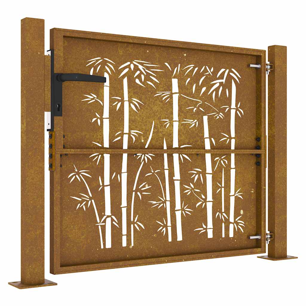 Gartentor 100x100 cm Cortenstahl Bambus-Design