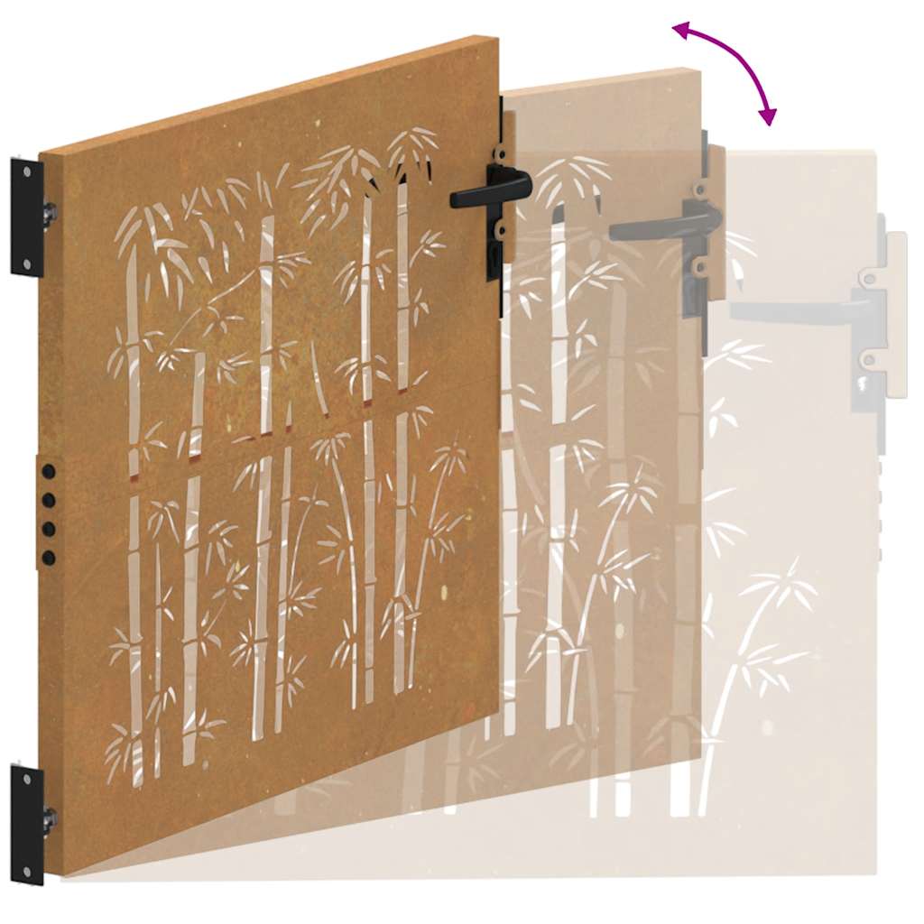 Gartentor 100x100 cm Cortenstahl Bambus-Design