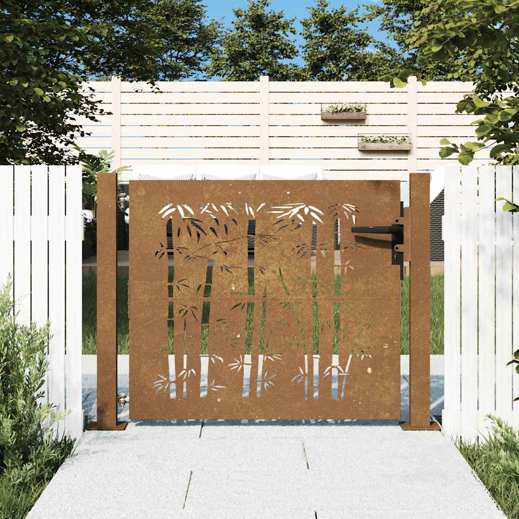 Gartentor 100x100 cm Cortenstahl Bambus-Design