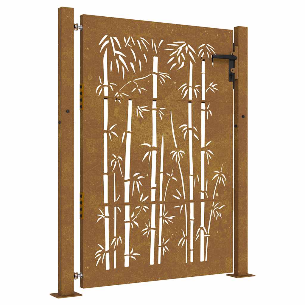 Gartentor 100x125 cm Cortenstahl Bambus-Design