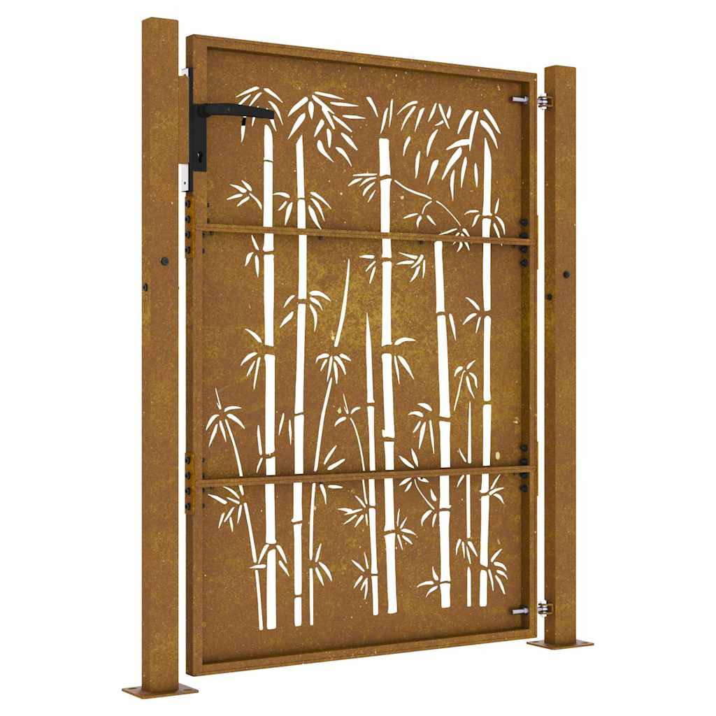 Gartentor 100x125 cm Cortenstahl Bambus-Design
