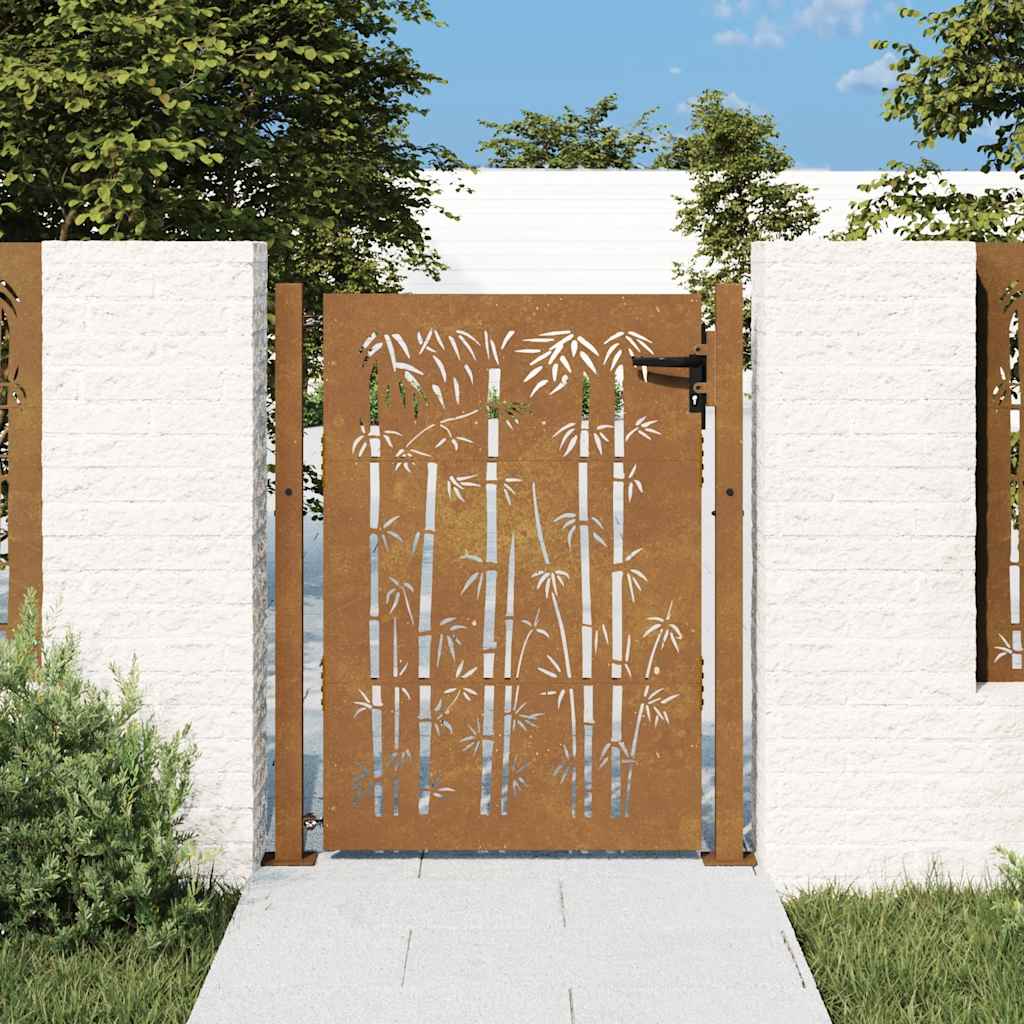 Gartentor 100x125 cm Cortenstahl Bambus-Design