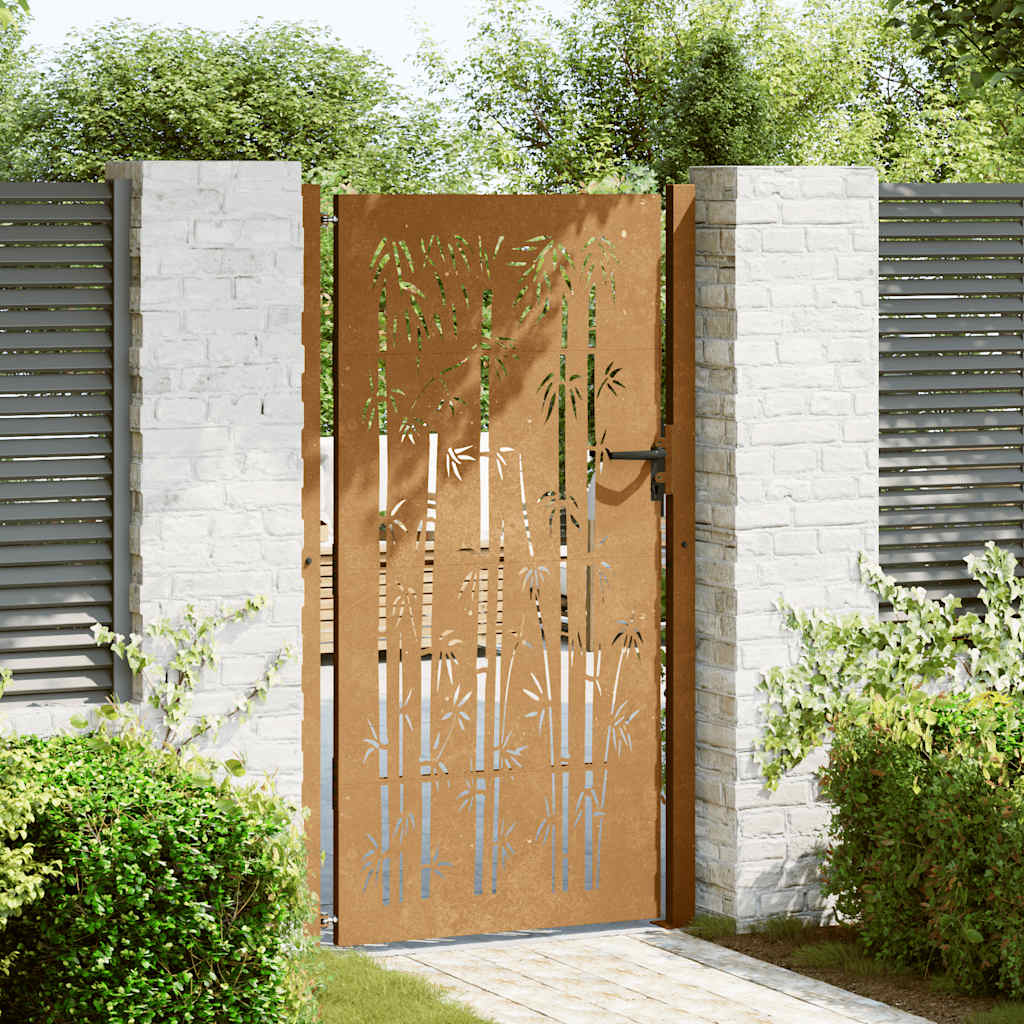 Gartentor 100x200 cm Cortenstahl Bambus-Design