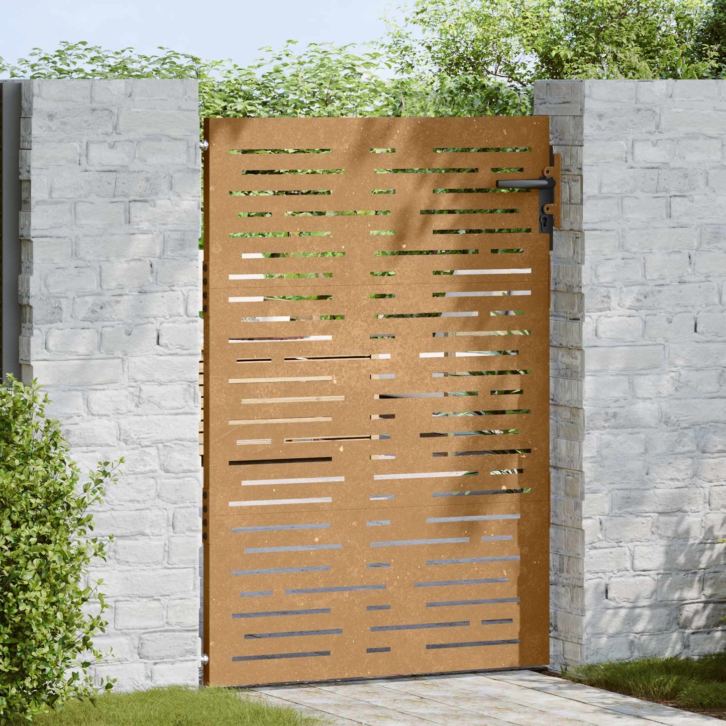Gartentor 85x150 cm Cortenstahl Quadratisches Design