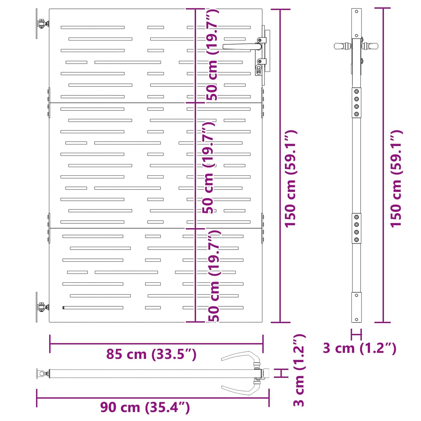 Gartentor 85x150 cm Cortenstahl Quadratisches Design