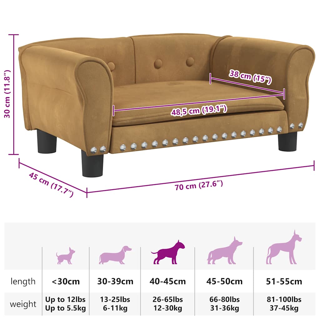 Hundebett Braun 70x45x30 cm Samt