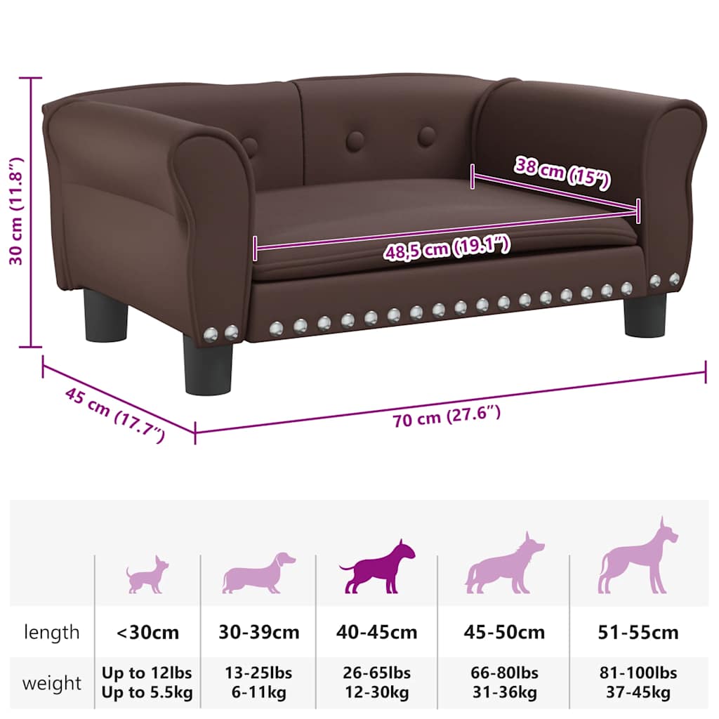 Panier pour chien marron 70x45x30 cm en cuir synthétique