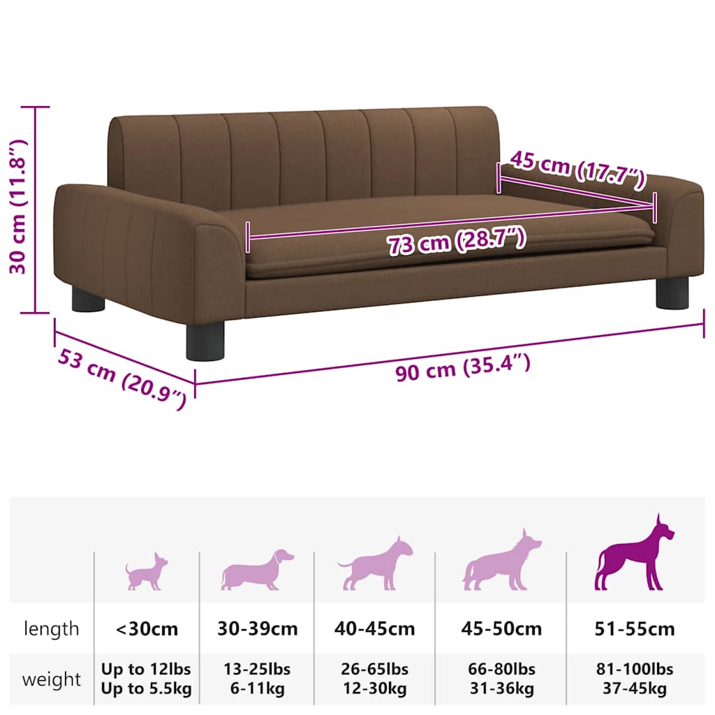 Panier pour chien marron 90x53x30 cm en tissu
