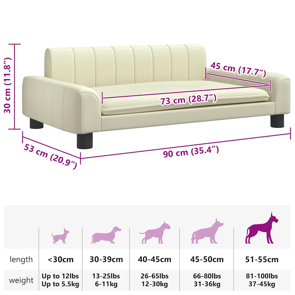 Panier pour chien crème 90x53x30 cm cuir artificiel