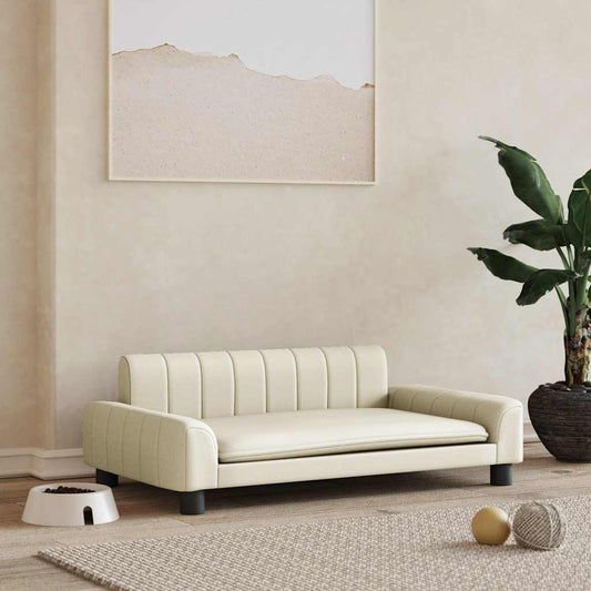 Panier pour chien crème 90x53x30 cm cuir artificiel