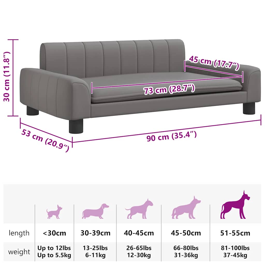 Dog bed grey 90x53x30 cm artificial leather