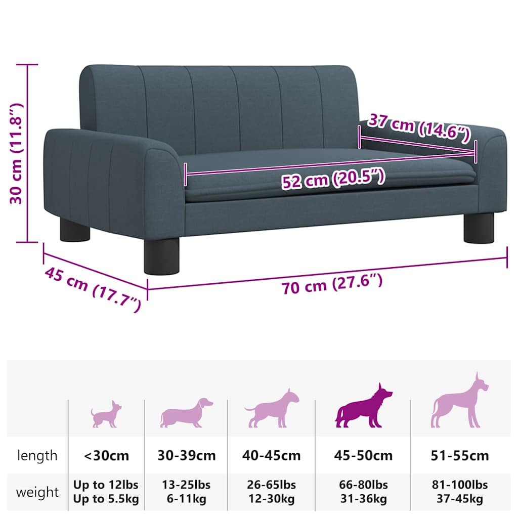 Dog bed dark grey 70x45x30 cm fabric