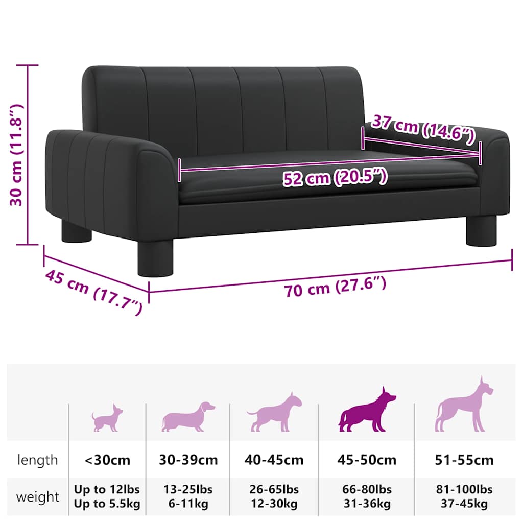 Dog bed black 70x45x30 cm artificial leather