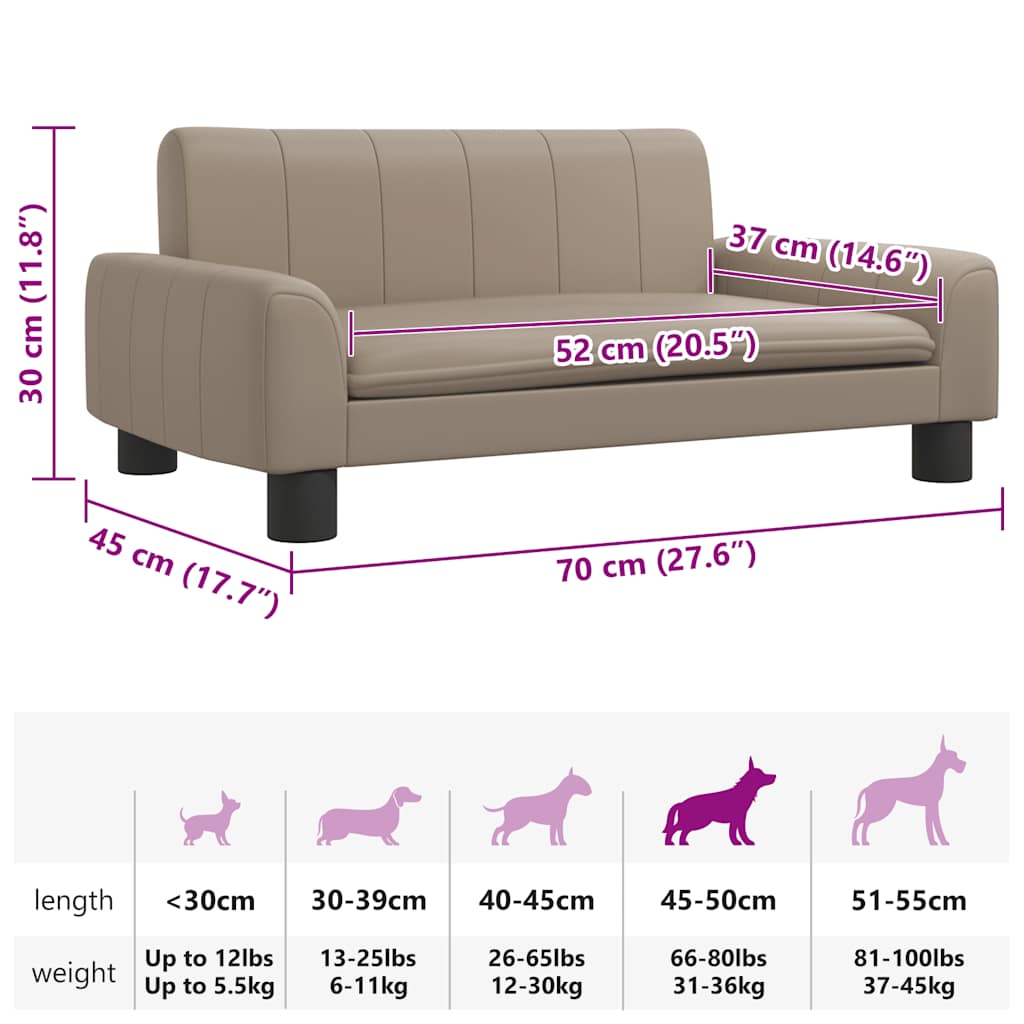 Panier pour chien cappuccino-marron 70x45x30 cm cuir artificiel