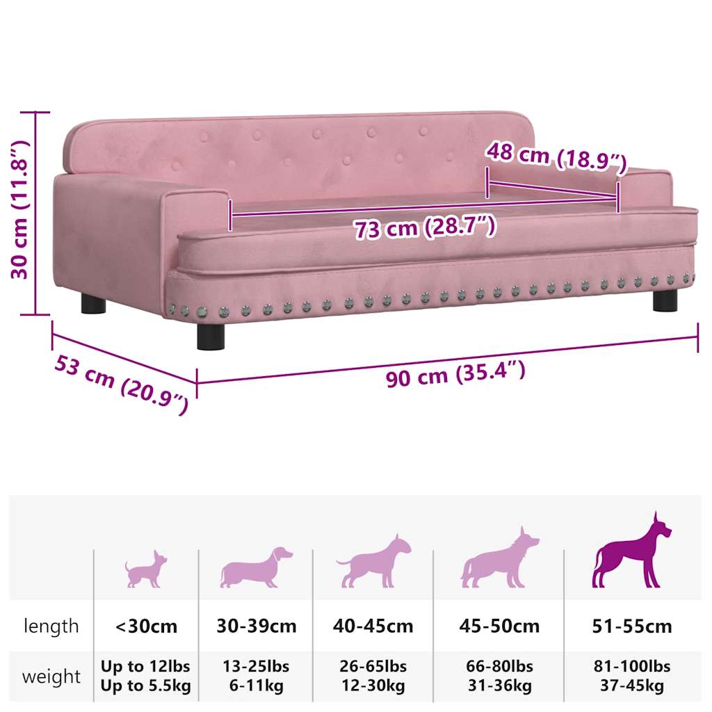 Dog bed pink 90x53x30 cm velvet