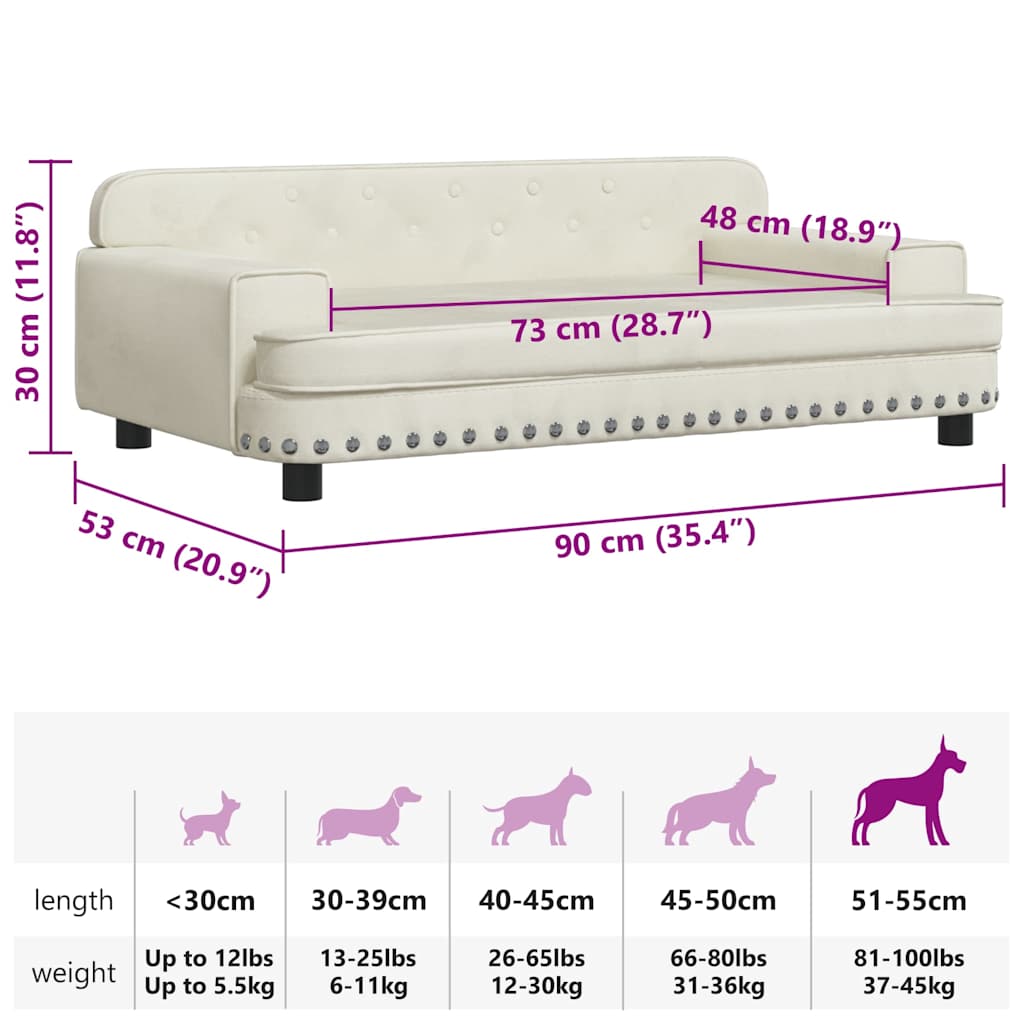 Panier pour chien crème 90x53x30 cm velours