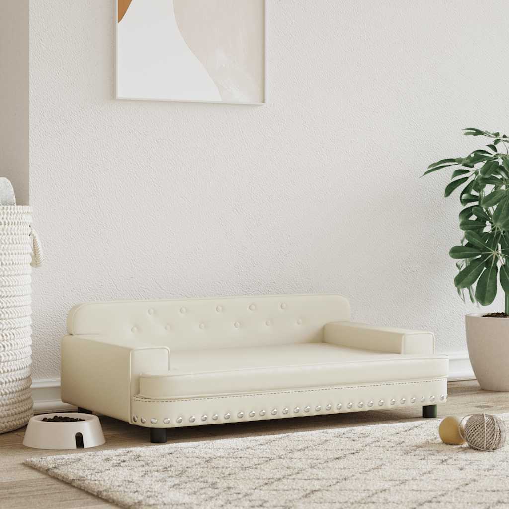 Hundebett Creme 90x53x30 cm Kunstleder
