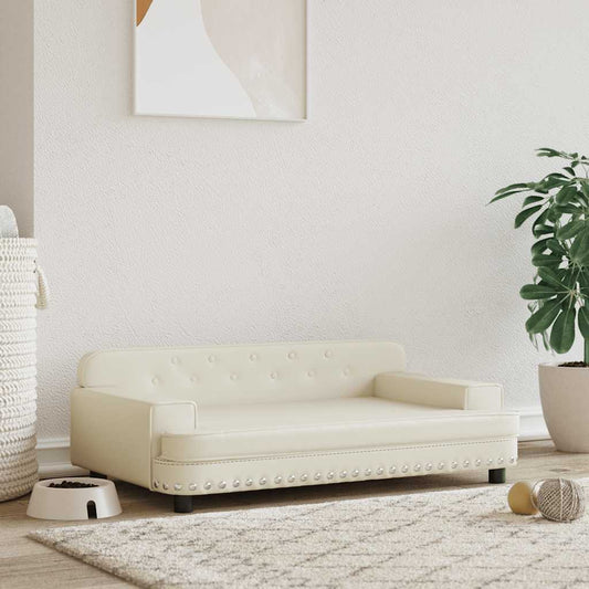 Hundebett Creme 90x53x30 cm Kunstleder