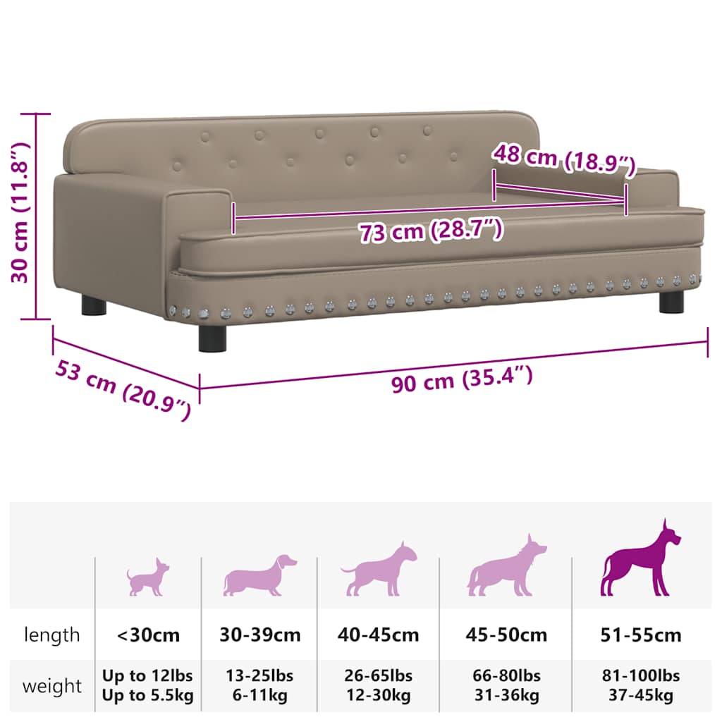 Panier pour chien cappuccino-marron 90x53x30 cm cuir artificiel