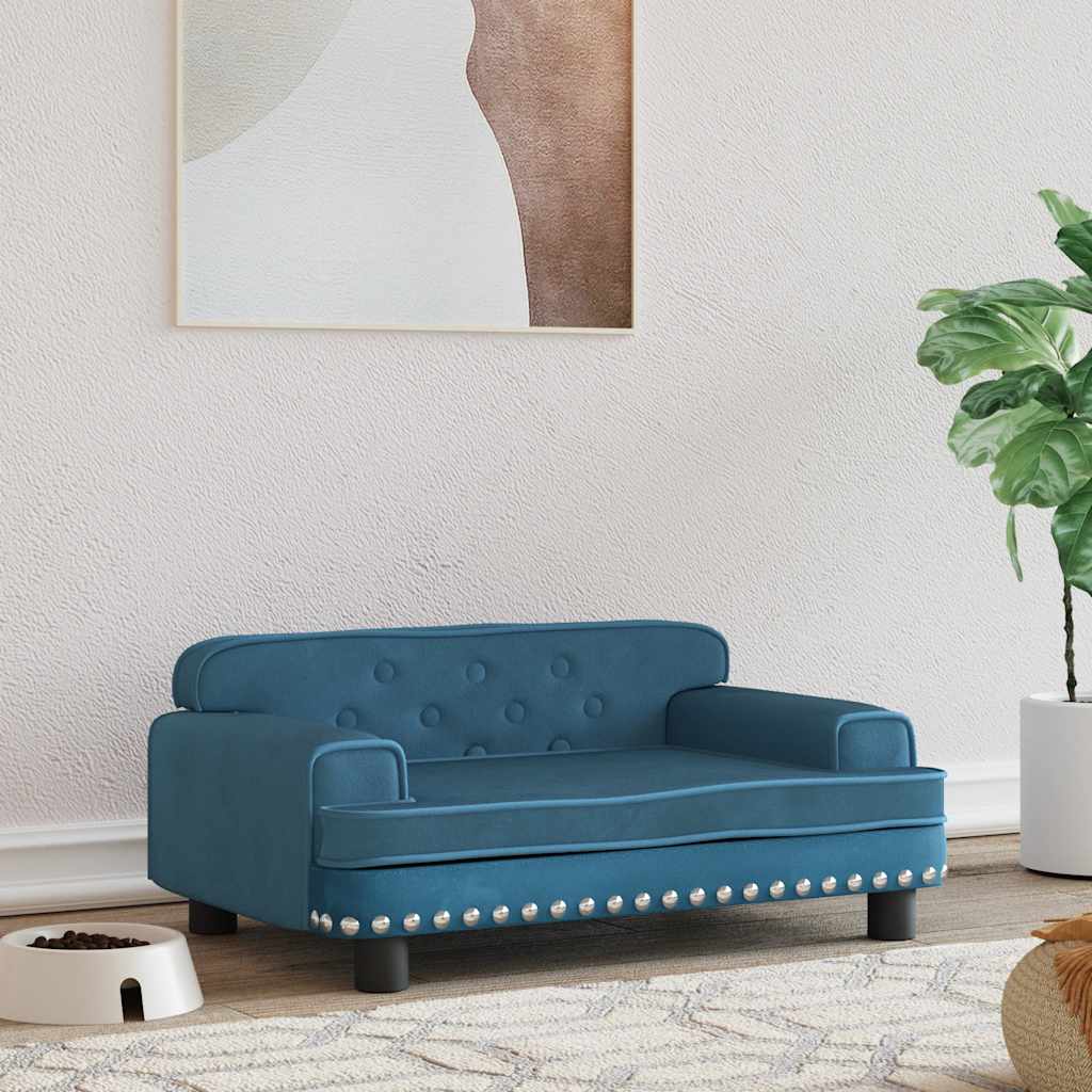 Panier pour chien bleu 70x45x30 cm velours