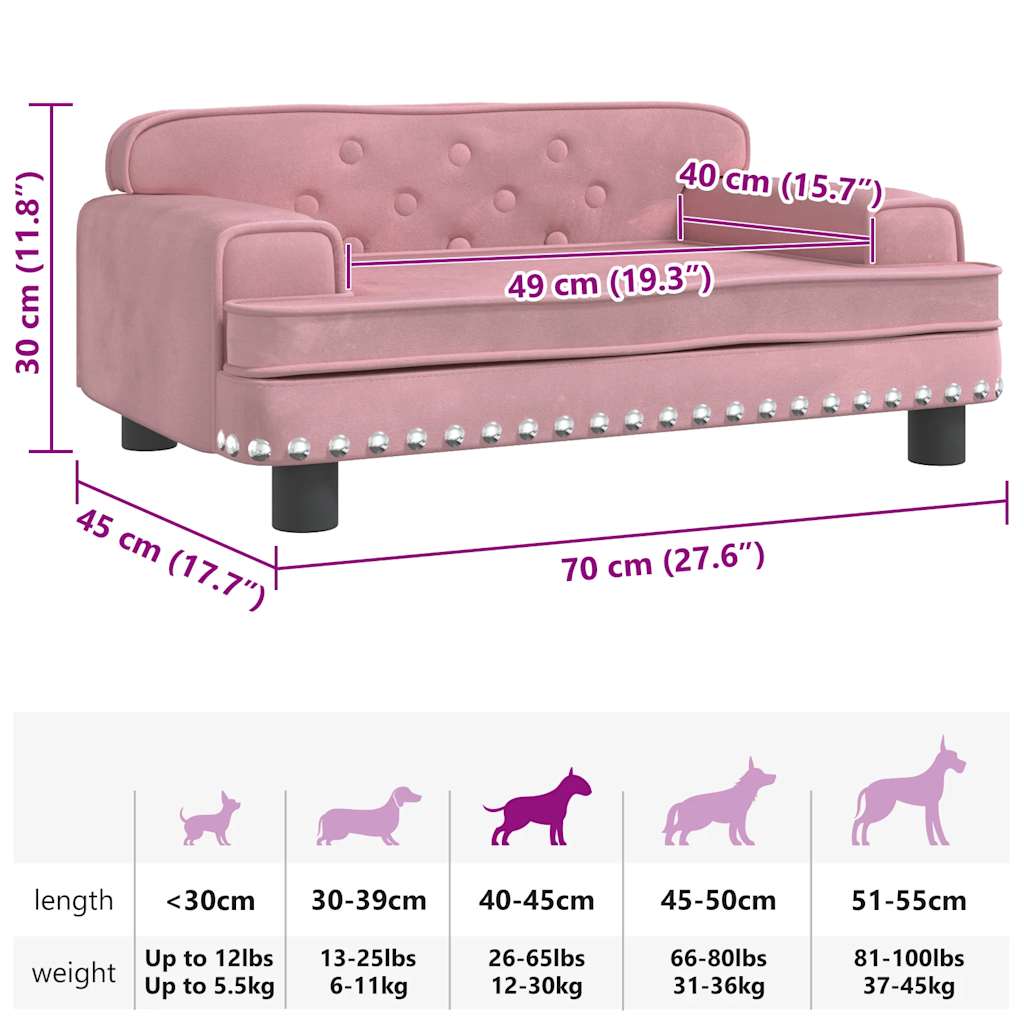 Dog bed pink 70x45x30 cm velvet