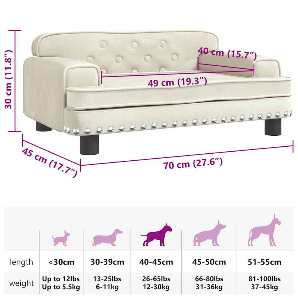 Panier pour chien crème 70x45x30 cm velours
