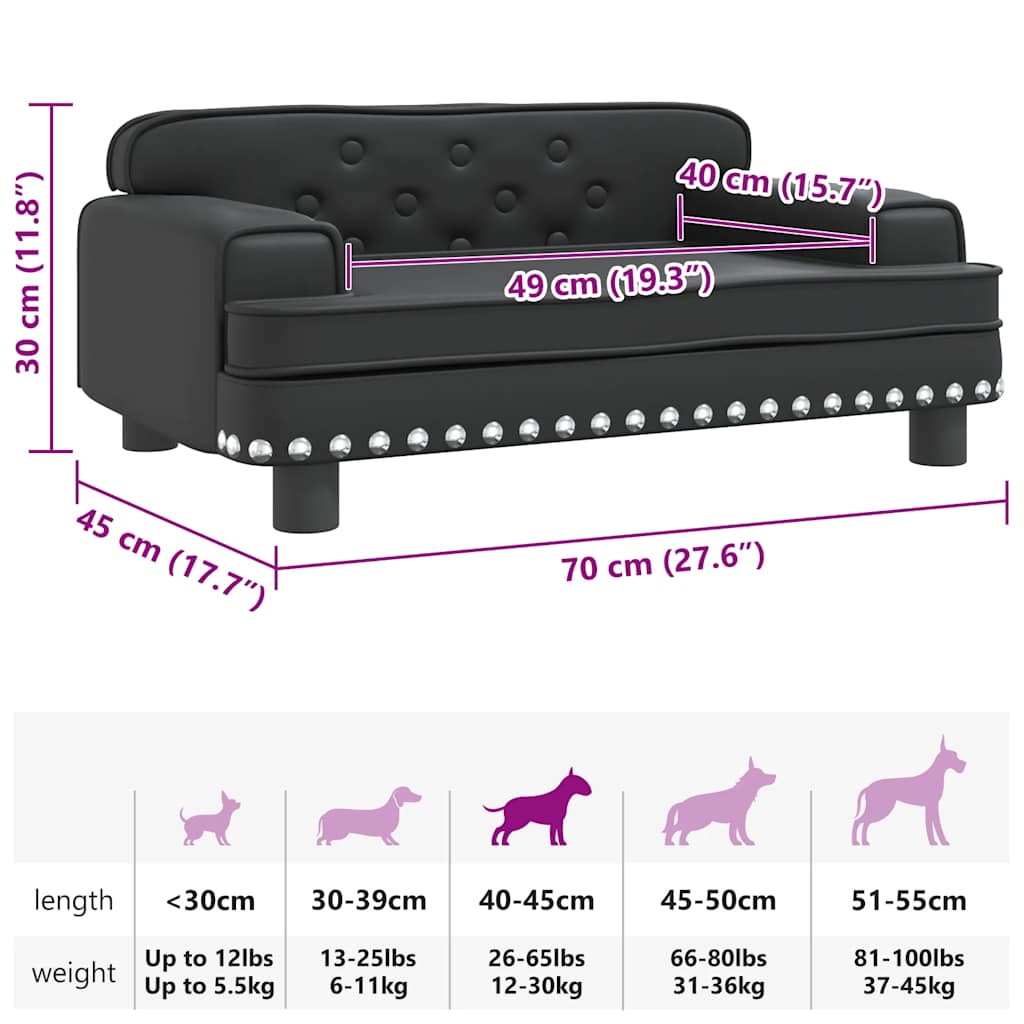 Hundebett Schwarz 70x45x30 cm Kunstleder