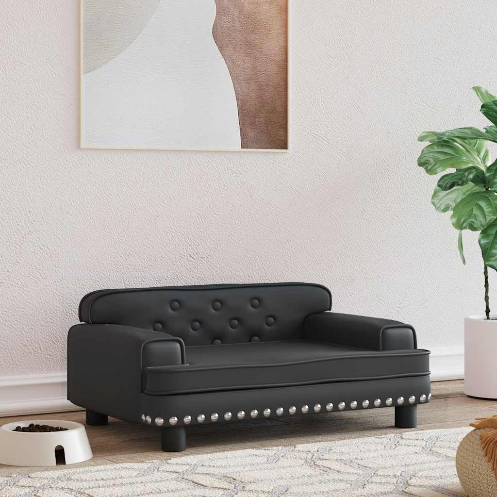 Panier pour chien noir 70x45x30 cm en cuir synthétique