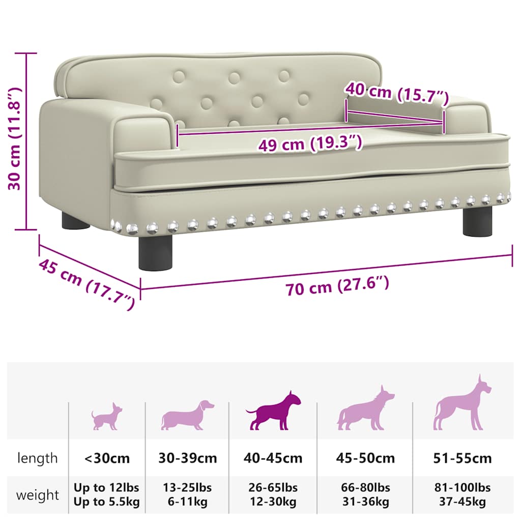 Hundebett Creme 70x45x30 cm Kunstleder