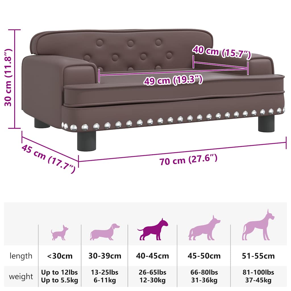 Panier pour chien marron 70x45x30 cm en cuir synthétique