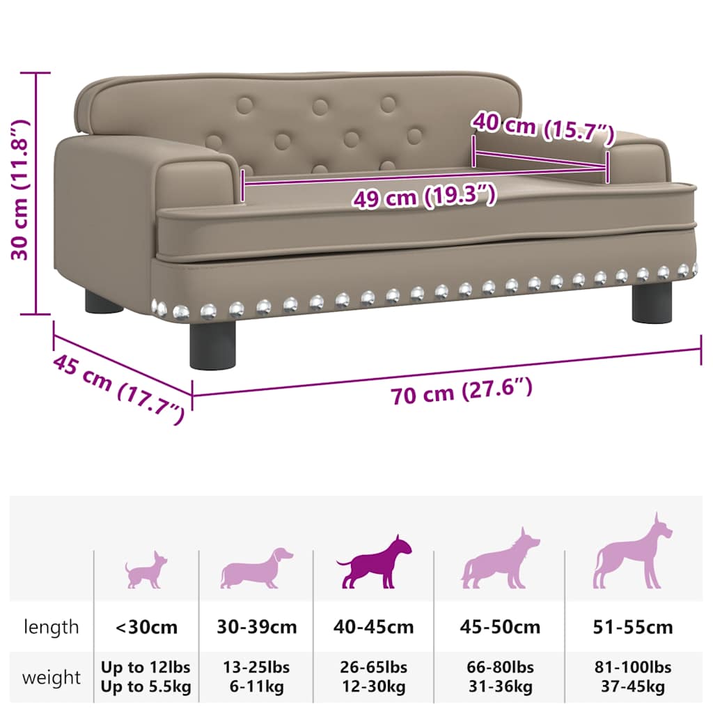 Panier pour chien cappuccino-marron 70x45x30 cm cuir artificiel