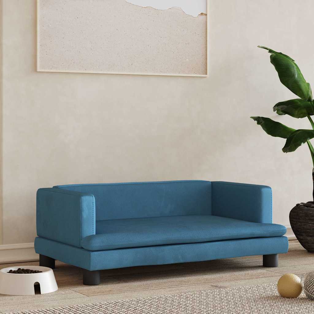 Panier pour chien bleu 80x45x30 cm velours