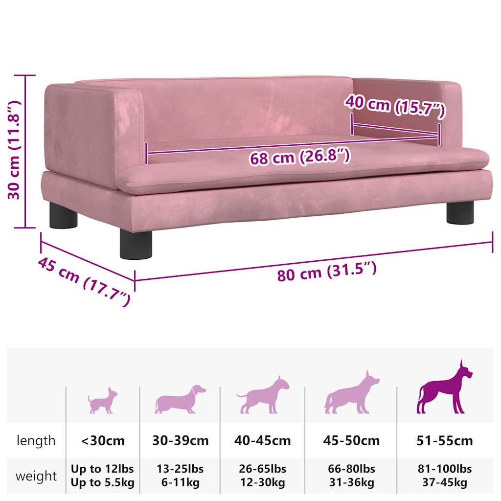Dog bed pink 80x45x30 cm velvet