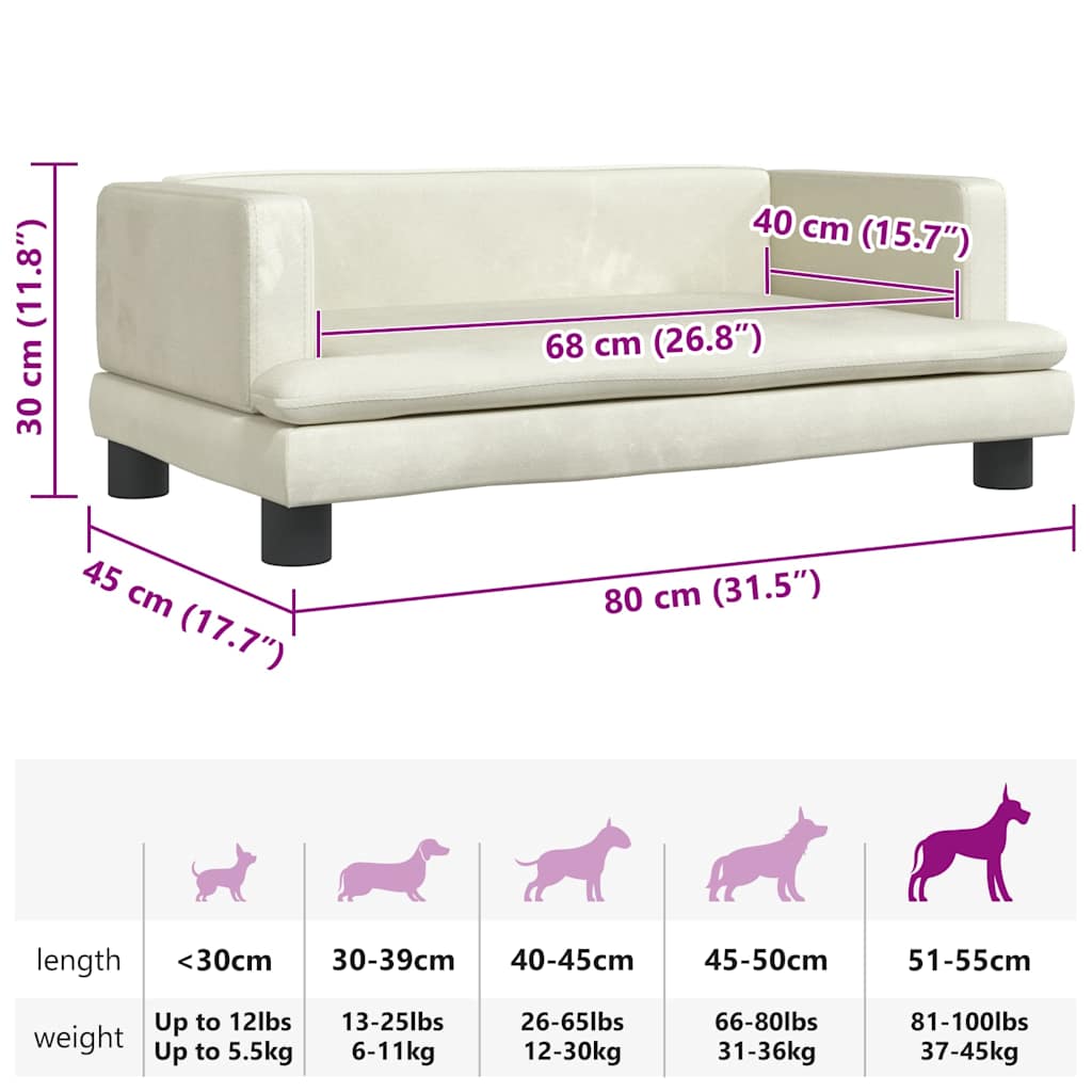 Panier pour chien crème 80x45x30 cm velours