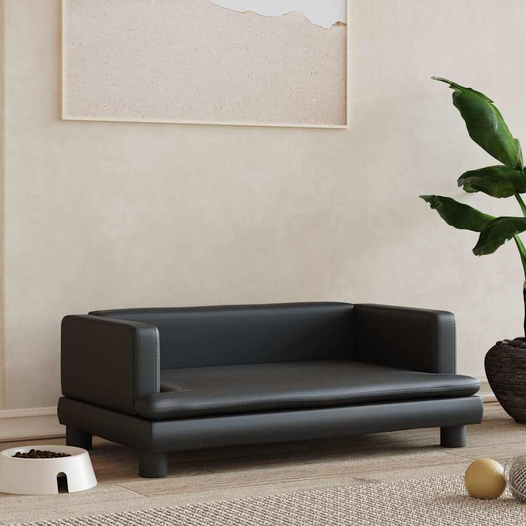 Panier pour chien noir 80x45x30 cm en cuir synthétique