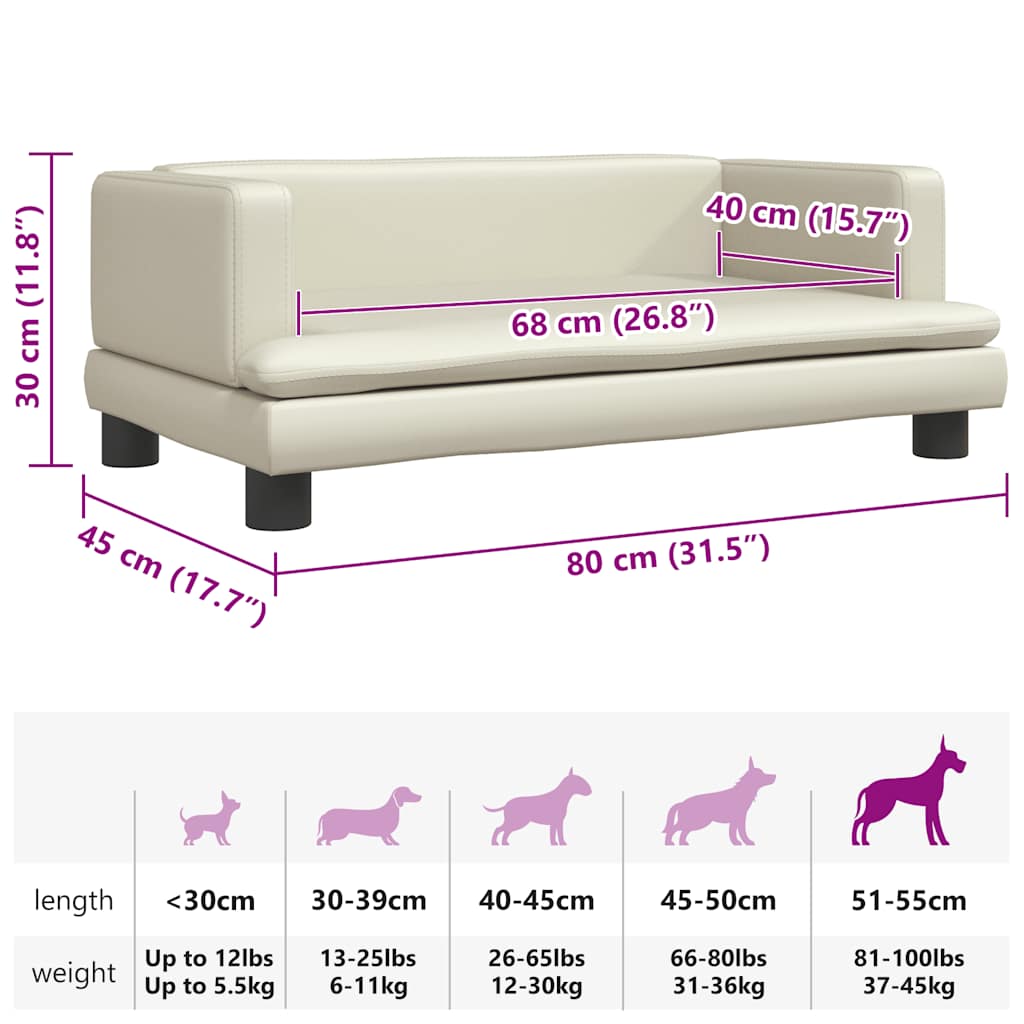 Panier pour chien crème 80x45x30 cm cuir artificiel