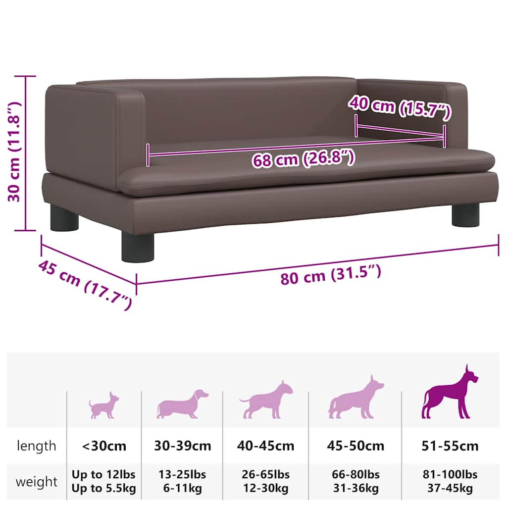 Panier pour chien marron 80x45x30 cm en cuir synthétique