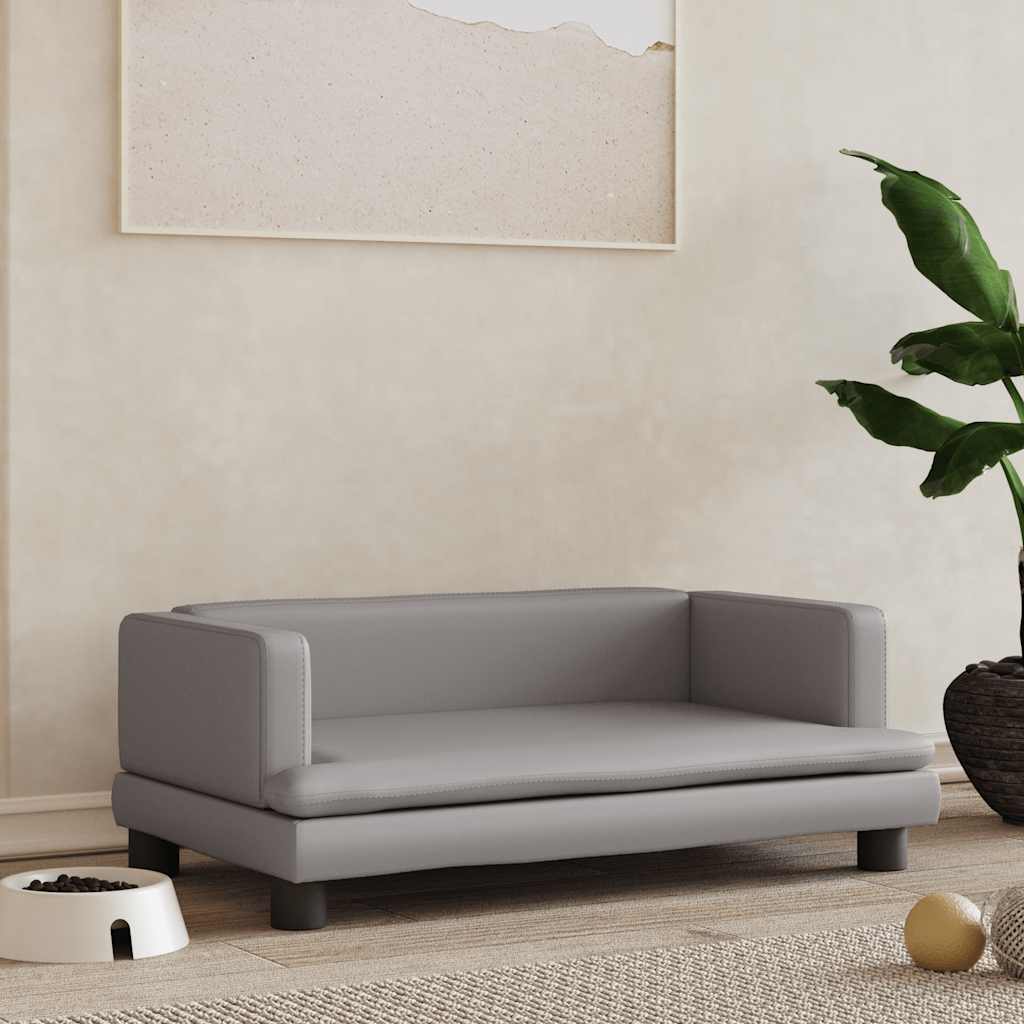Dog bed grey 80x45x30 cm artificial leather