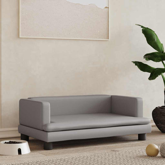 Dog bed grey 80x45x30 cm artificial leather