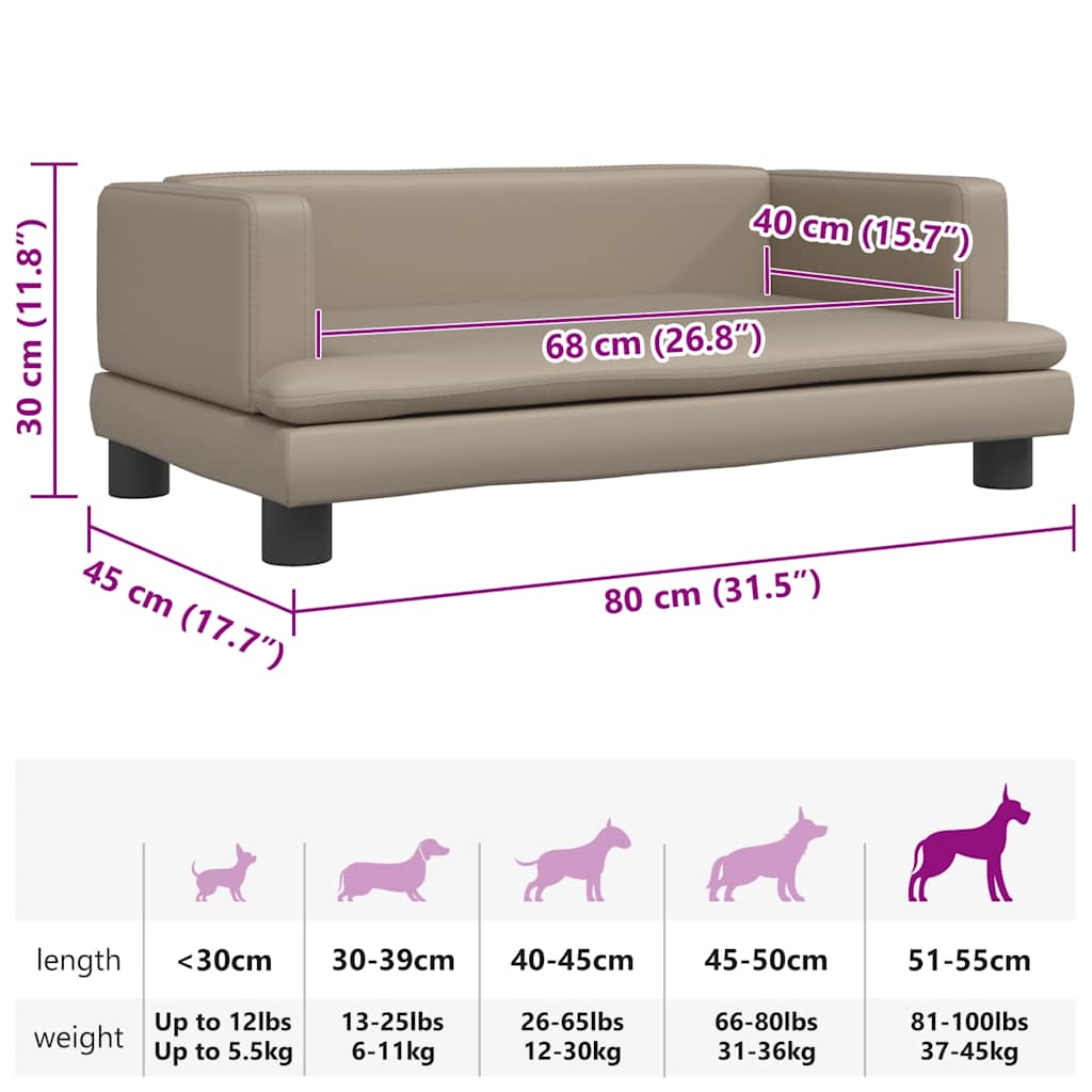 Hundebett Cappuccino-Braun 80x45x30 cm Kunstleder