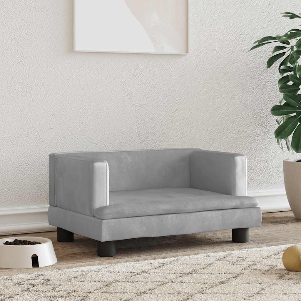 Dog bed light grey 60x40x30 cm velvet
