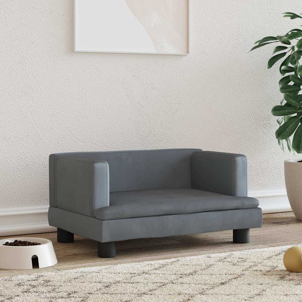 Dog bed dark grey 60x40x30 cm velvet