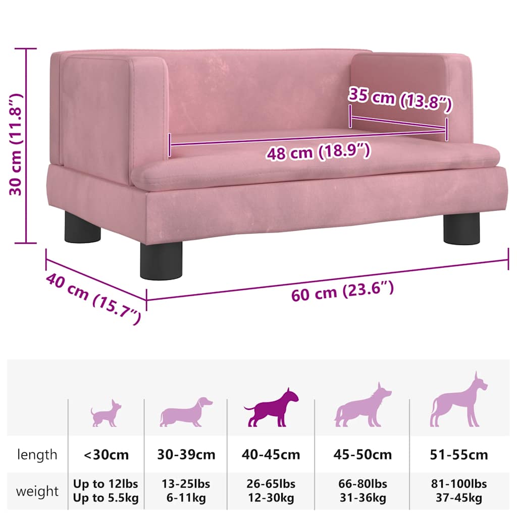 Dog bed pink 60x40x30 cm velvet