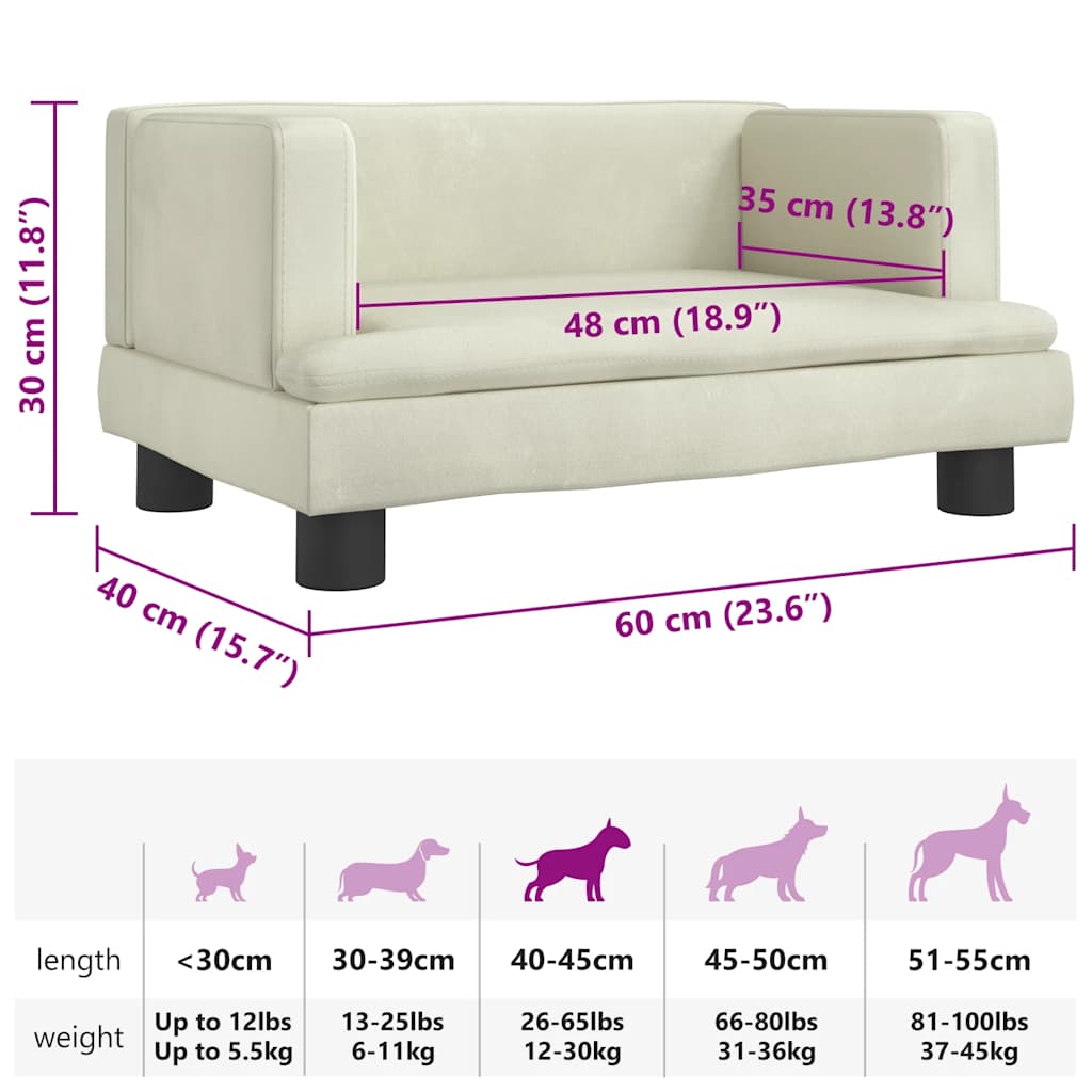 Panier pour chien crème 60x40x30 cm velours